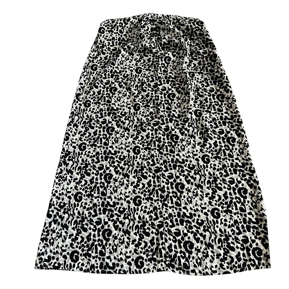 Loveriche Women Leopard Print Midi Skirt L Black White Animal Print Mobwife